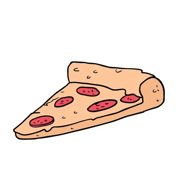 白で隔離ピザ スライス漫画 — ストックベクタ