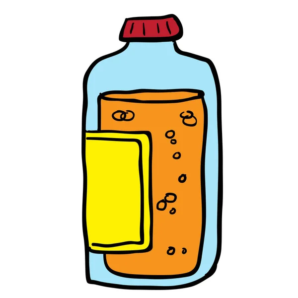 Juice Bottle Cartoon Isolated White — Stock Vector