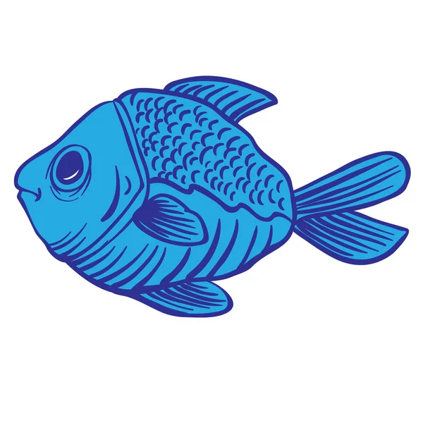 Ilustración Dibujos Animados Peces Aislados Blanco — Vector de stock