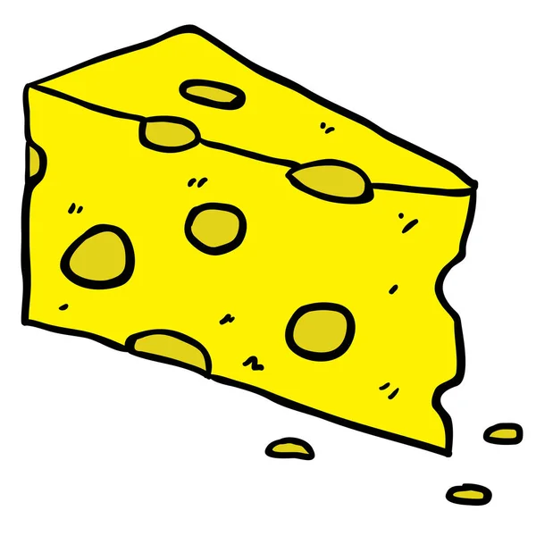 Peynir Çizgi Film Illüstrasyon Izole Beyaz — Stok Vektör
