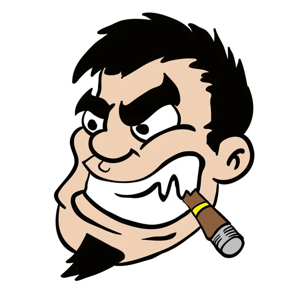 Mann Mit Zigarren Karikatur — Stockvektor