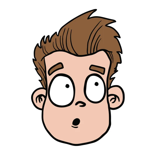 Homem Com Rosto Confuso Desenho Animado Ilustração Isolado Branco —  Vetores de Stock
