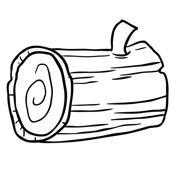 Zwart Wit Hout Log Cartoon Afbeelding — Stockvector