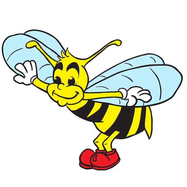 Illustrazione Bee Cartone Animato Isolato Bianco — Vettoriale Stock