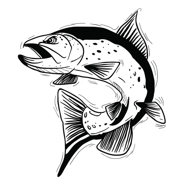 Forelle Fisch Cartoon Illustration Isoliert Auf Weiß — Stockvektor