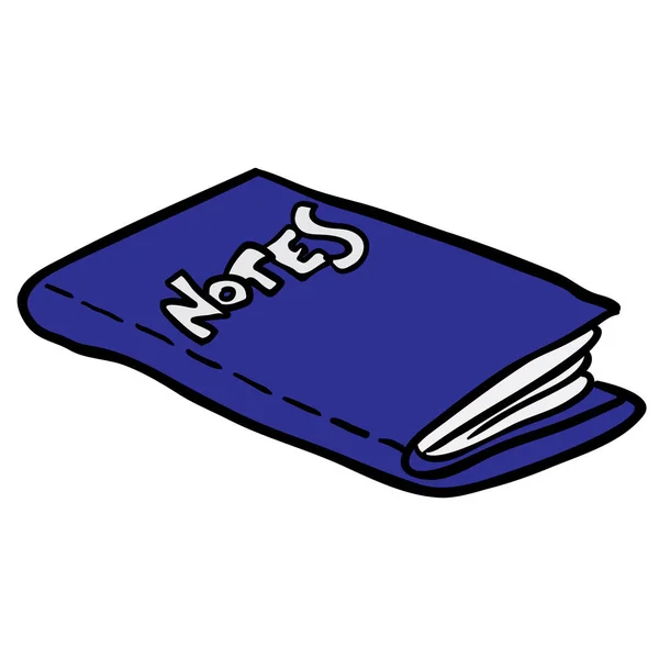 Livro Notas Desenho Animado Desenhado Mão Livre Simples — Vetor de Stock