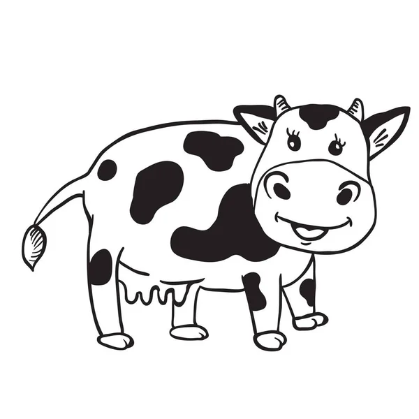 Simple Noir Blanc Vache Mignonne — Image vectorielle