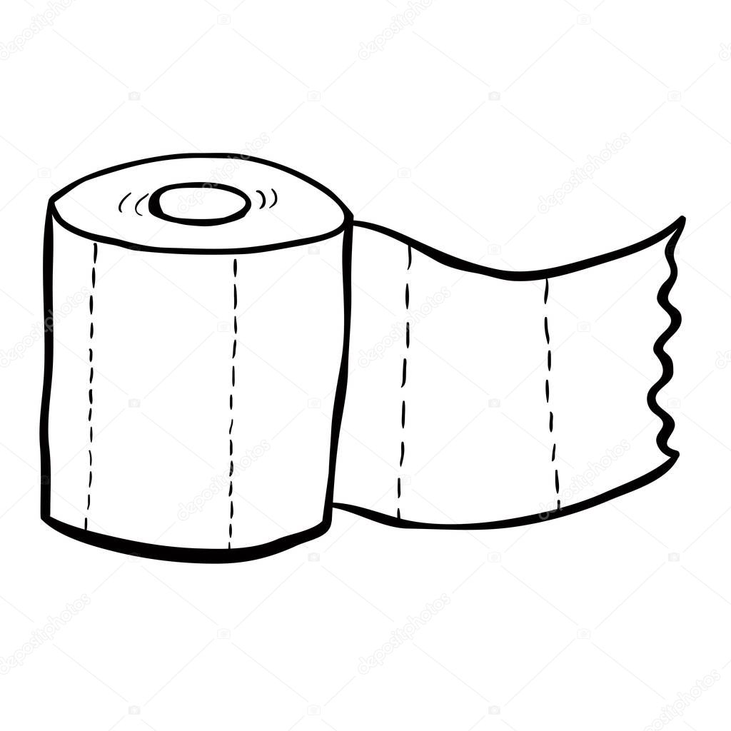 simple black and white freehand drawn cartoon toilet paper