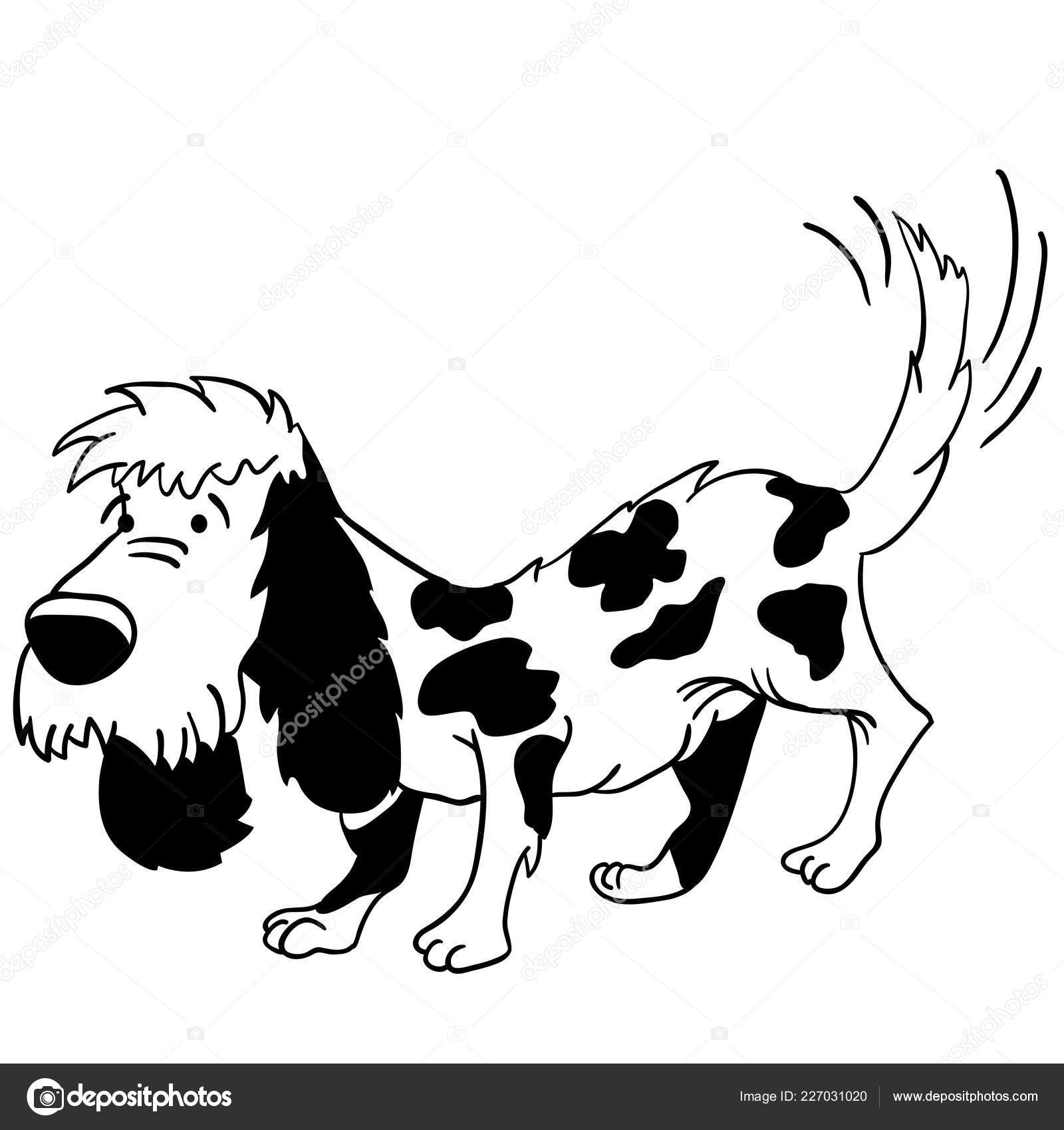 Illustration Dessin Animé Chien Noir Blanc Image
