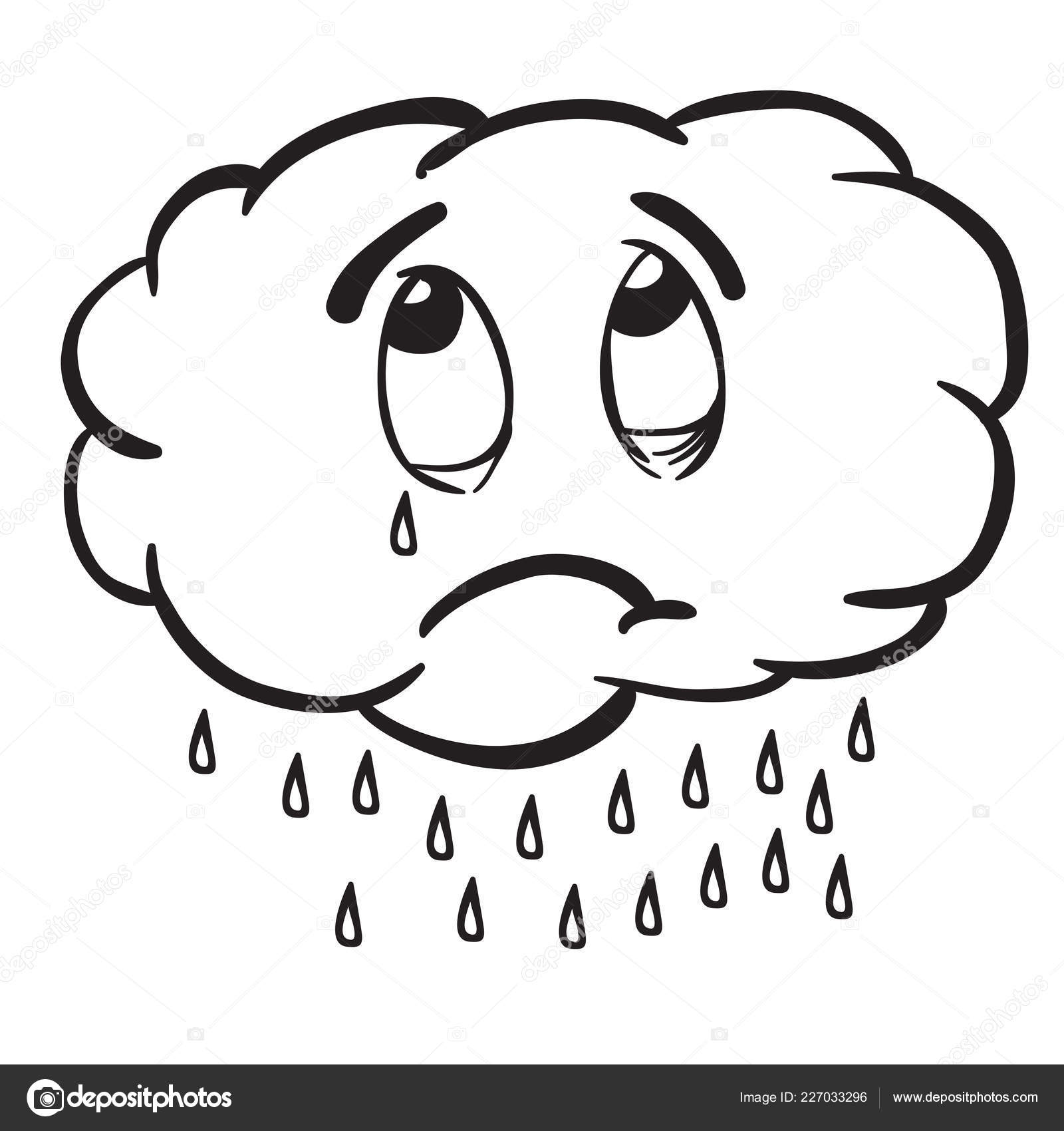 Rainy cartoon black and white | Black White Rainy Cloud Cartoon — Stock