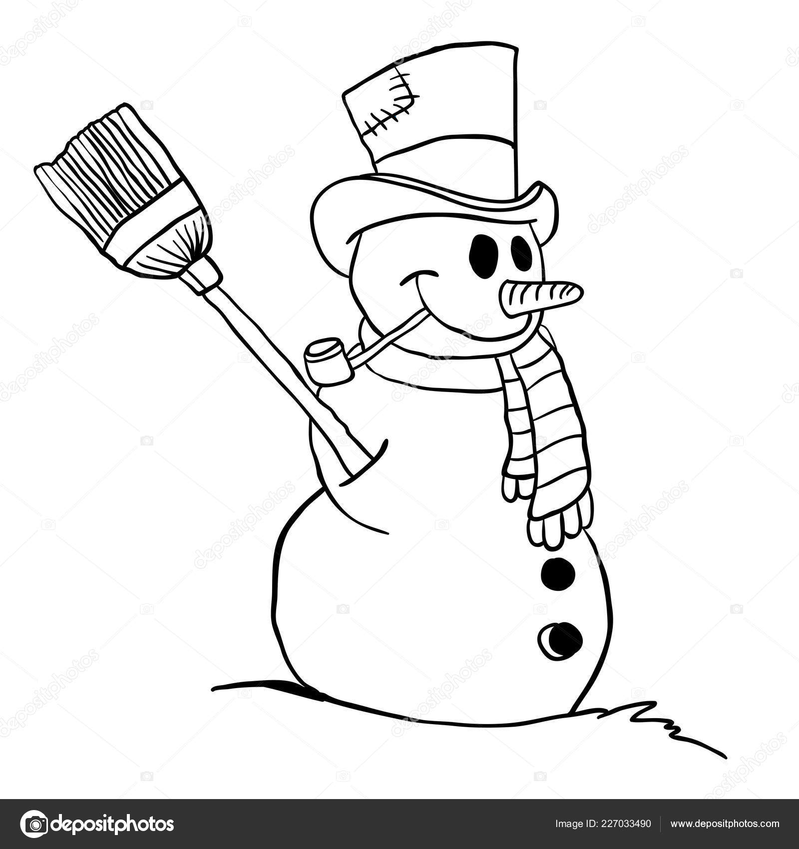 Simple Black White Snowman Cartoon Stock Vector Image By C Ainsel