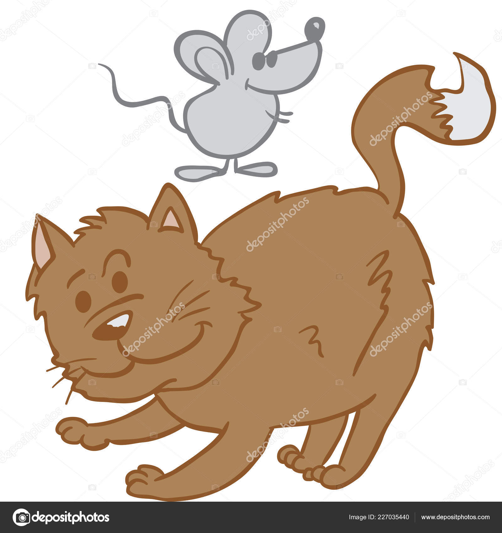 Illustration Dessin Animé Chat Souris Image Vectorielle