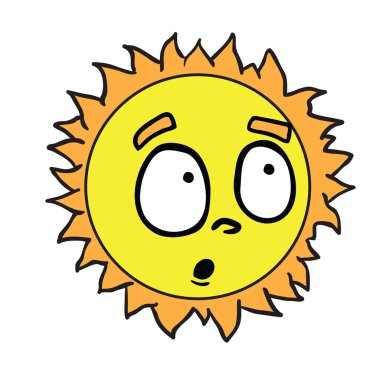  Güneş çizgi film illüstrasyon beyaz izole karışık