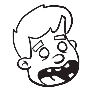 Çocuk çizgi film illüstrasyon izole beyaz çığlık