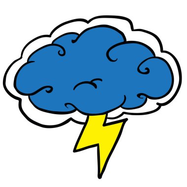 fırtına bulutu çizgi film illüstrasyon izole beyaz