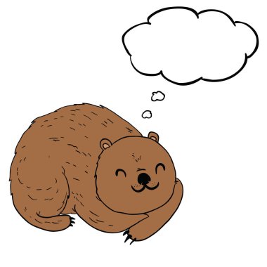 Uyuyan ayı çizgi film illüstrasyon karalama üzerine beyaz izole