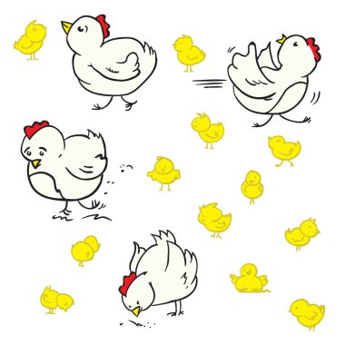 çizgi film doodle tavuk ve tavuk
