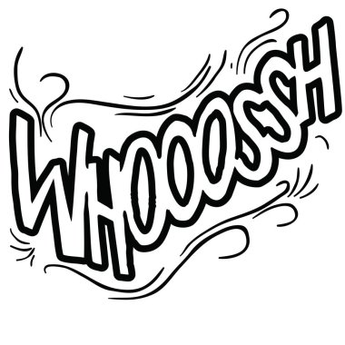 çizgi film doodle kelime whoooosh el çizilen illüstrasyon izole beyaz