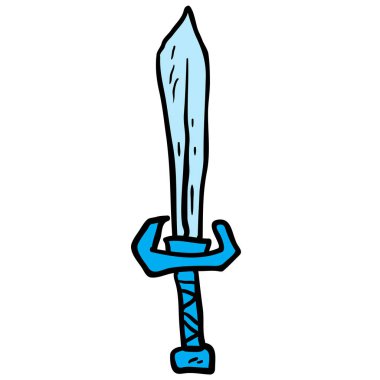 kılıç karikatür doodle izole üzerinde beyaz