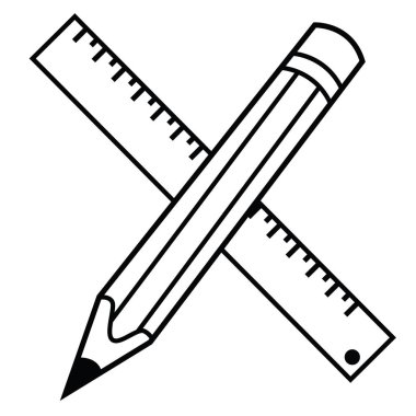 çapraz kalem ve ruller çizgi film illüstrasyon izole beyaz