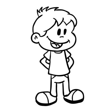 basit siyah ve gülümseyen çocuk çizgi film whie