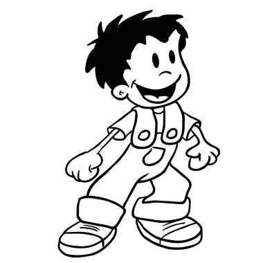 siyah ve beyaz çocuk çizgi film gülümseyen