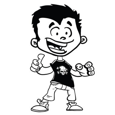 gülümseyen çocuk çizgi film illüstrasyon izole beyaz üzerinde duran