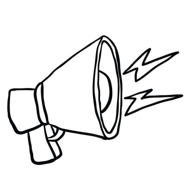 siyah ve beyaz serbest çizilmiş karikatür çizimi loudhailer