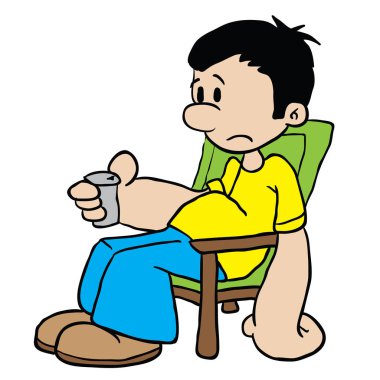 beyaz izole üzgün çocuk çizgi film