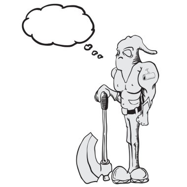 Cellat düşünce kabarcık karikatür ile