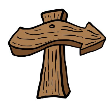 ahşap işaret eden ok çizgi film