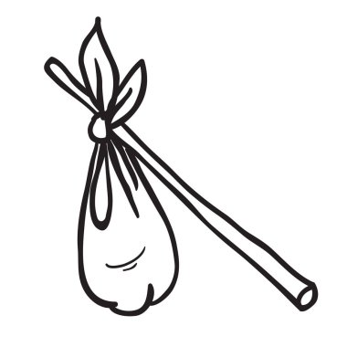 basit siyah beyaz berduş çuval çizgi film