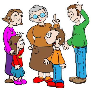 konuşuyor karikatür illüstrasyon izole Beyaz aile