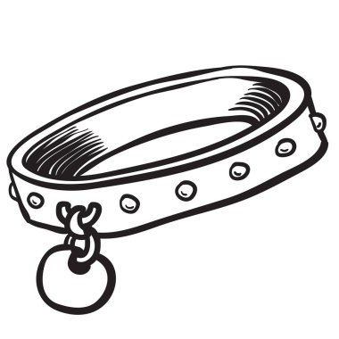 basit siyah beyaz köpek tasması çizgi film