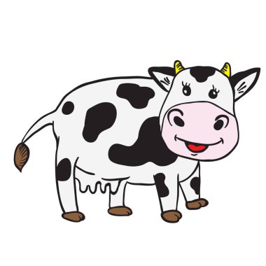 sevimli inek karikatür çizimi