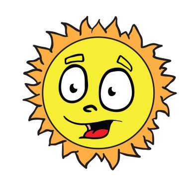 Güneş gülümseme çizgi film illüstrasyon izole beyaz