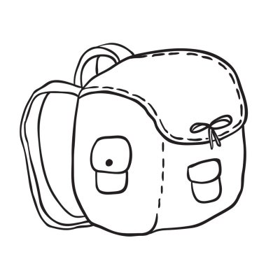 siyah ve beyaz kamp çanta çizgi film