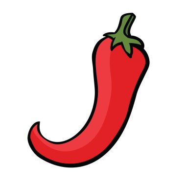 düz renk stili yanan kırmızı sıcak biber illustratoion beyaz izole karikatür