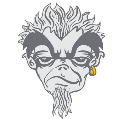 garip sakallı canavar çizgi film illüstrasyon