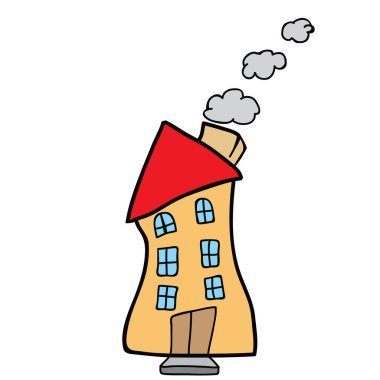 ev doodle çizgi film illüstrasyon izole beyaz 