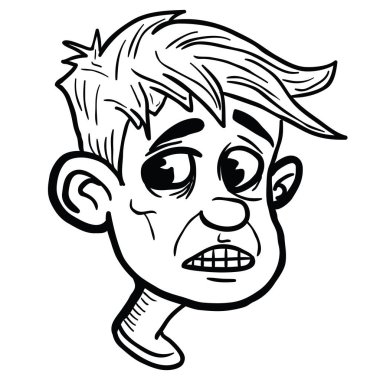 küçük çocuk çizgi film illüstrasyon izole beyaz korkuttu