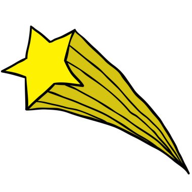 Kayan yıldızı çizgi film illüstrasyon izole beyaz 