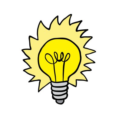 parlak ampul çizgi film illüstrasyon