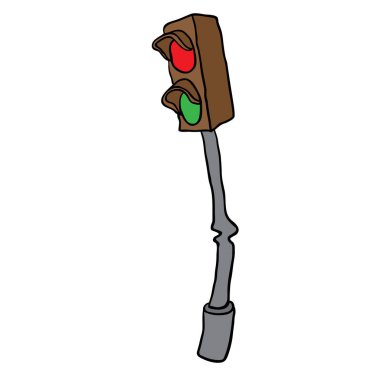 trafik ışıkları doodle beyaz izole karikatür