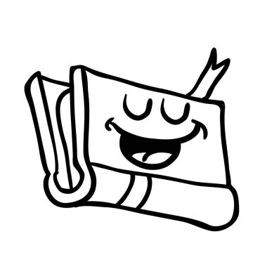 siyah ve beyaz mutlu kitap çizgi film illüstrasyon izole beyaz