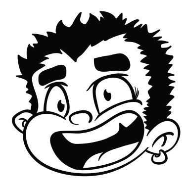 Çocuk gülümseme çizgi film illüstrasyon izole beyaz