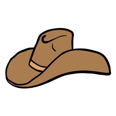 kovboy şapkası çizgi film illüstrasyon izole beyaz