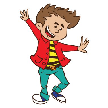 karikatür komik illüstrasyon izole beyaz dans çocuk