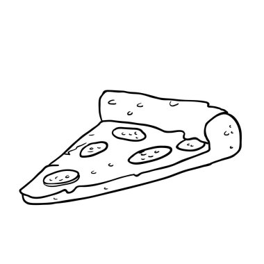 siyah ve beyaz pizza dilimi çizgi film