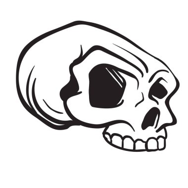 kafatası çizgi film illüstrasyon izole beyaz